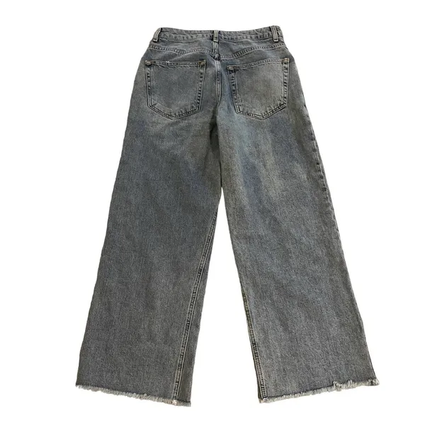 Topshop High Waist Crop Raw Hem Straight Leg Jeans 28 - Image 4