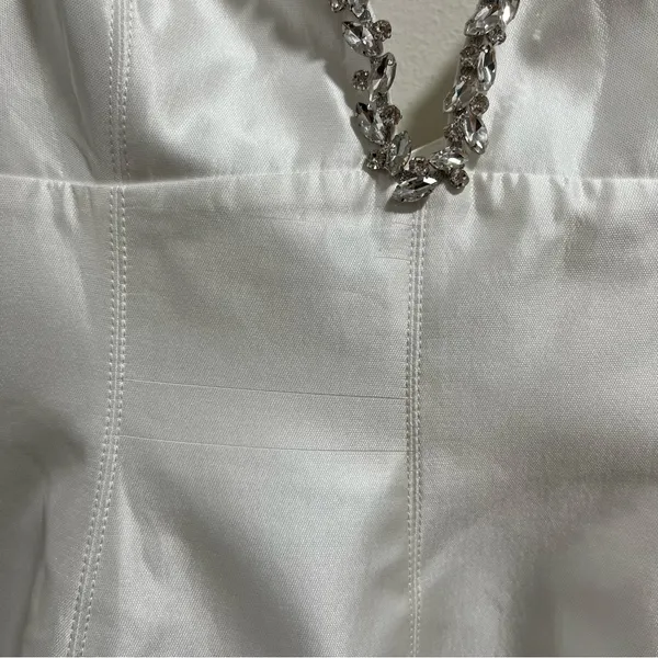 NEW NWT Acler Oakwood Rhinestone Embellished Mini Dress In Ivory - Image 8