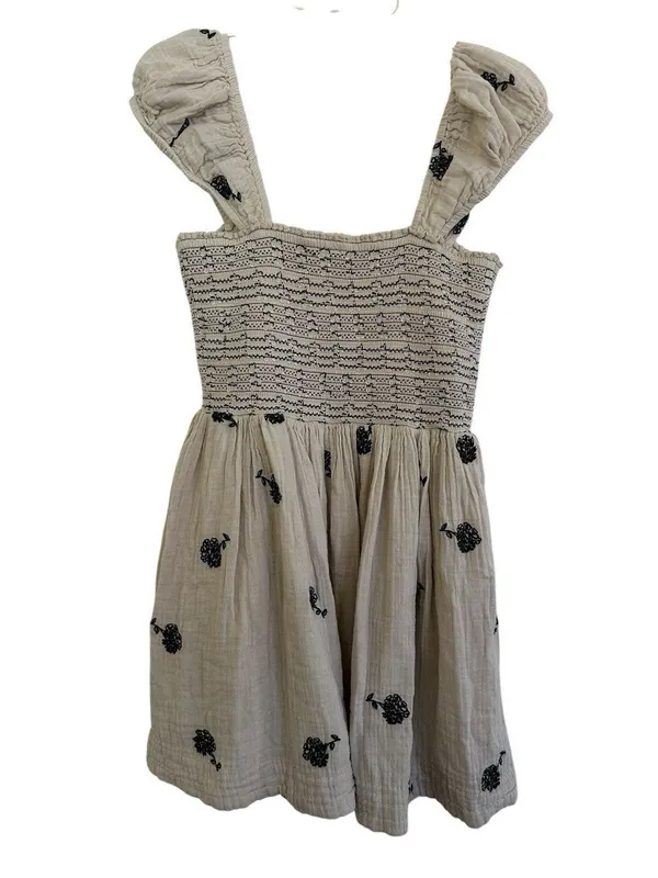 Free People Tory Embroidered Mini Dress Smock Bodice Medium - Image 4