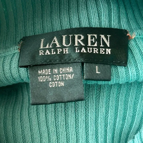 Ralph lauren green turtleneck Preppy Business Stretchy Large Classic - Image 3