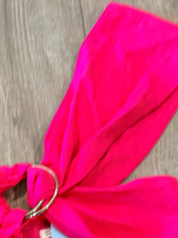 Here Comes the Sun Bright Fuchsia One-Shoulder Maxi Dress with Ring Detail - Image 7