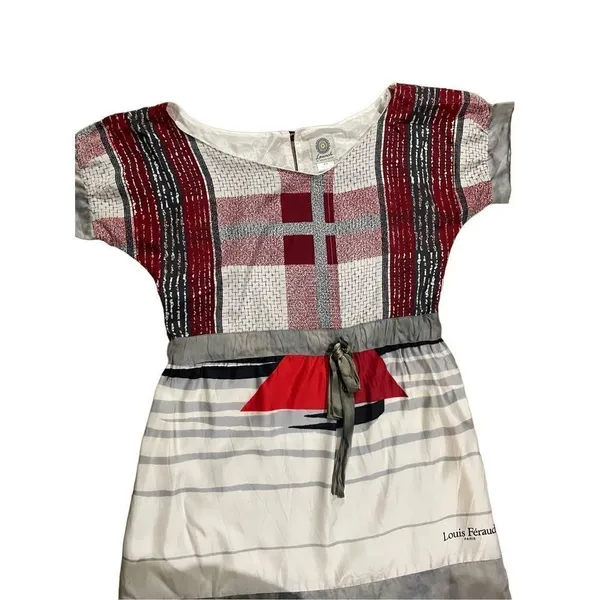 Launch by Susan Young abstract sailboat novelty 100% silk dress size XS‎ - Image 3