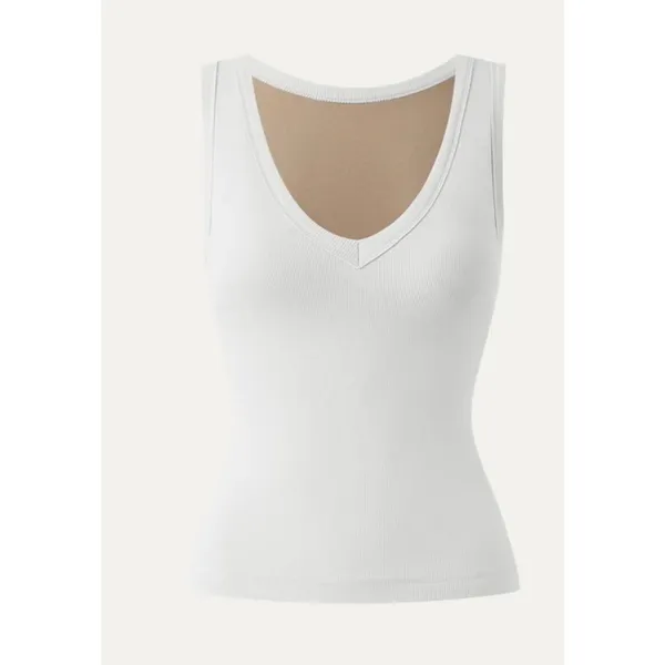 OGL Move Womens White Ribbed V-Neck Tank Top Sleeveless Camisole Knit Shirt XS - Image 5