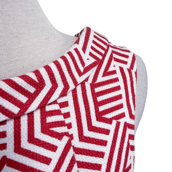 Boden Red Off White Geometric Sleeveless Flap Neck Woven Fit Flare Martha Top 10 - Image 3