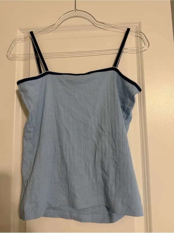 Free People Light Blue Shell-Embroidered Women's Cami Top - Image 2