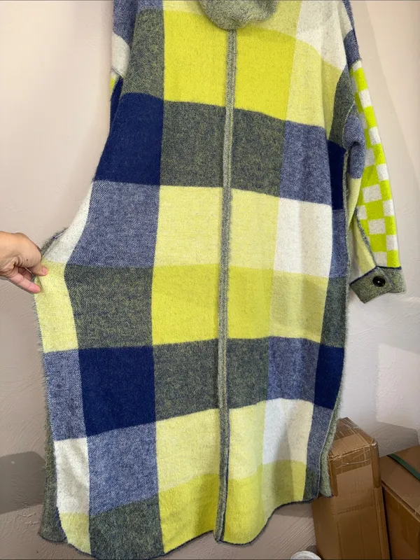Free People South Bend Cardi Plaid Hooded Duster M NWOT - Image 7