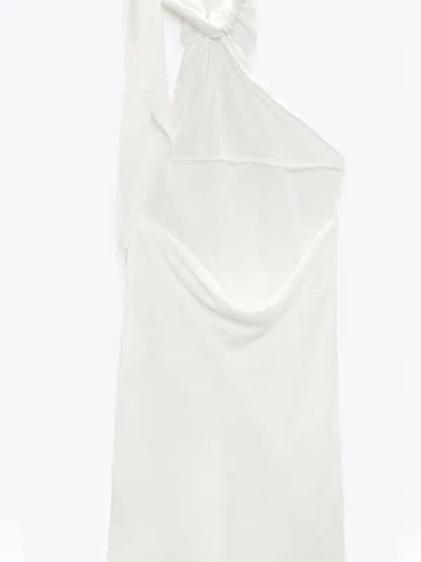 Zara satin effect big flower neck backless minidress SZ M NEW - Image 12