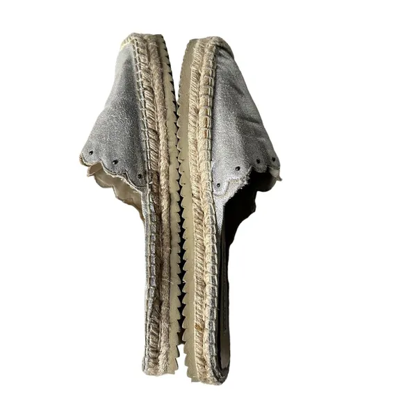Karl Lagerfeld‎ Metallic Silver Espadrille Slides Slip on Shoes Women Size 7.5 - Image 7