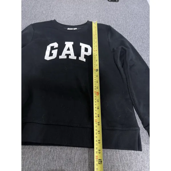 GAP Women's Black Logo Crewneck Cropped Sweatshirt Sz S - Image 3