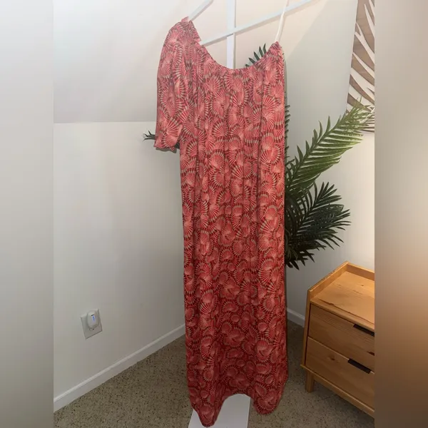 Lobo Rosa Valeria One Shoulder‎ Puff Sleeve Shell Print Maxi Dress Medium - Image 4