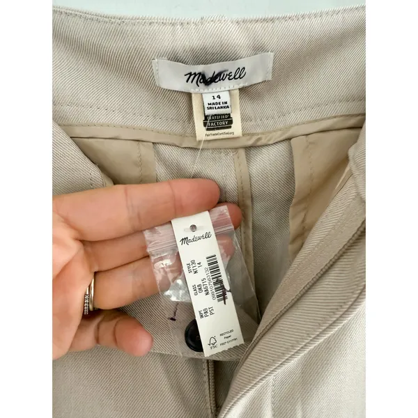 Madewell | NWT The Harlow Wide-Leg Trouser Brushed Twill Pebble Stone | Sz 14 - Image 8