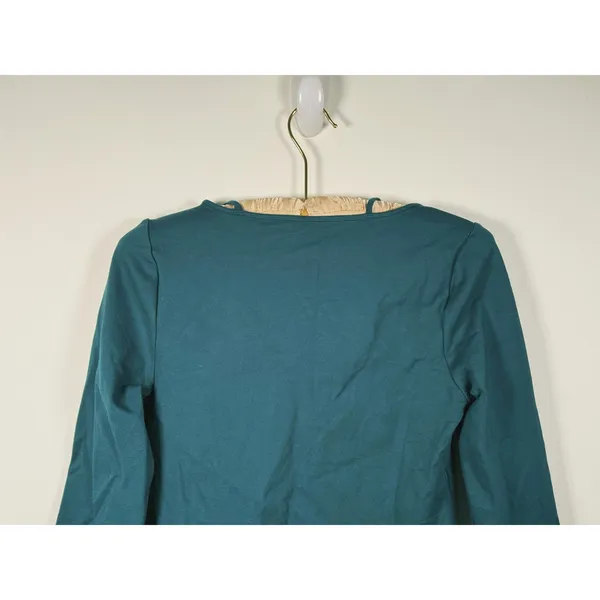 Abercrombie Long Sleeve Strappy Square Neck Top Size M Green Y2K Indie Sleaze - Image 6