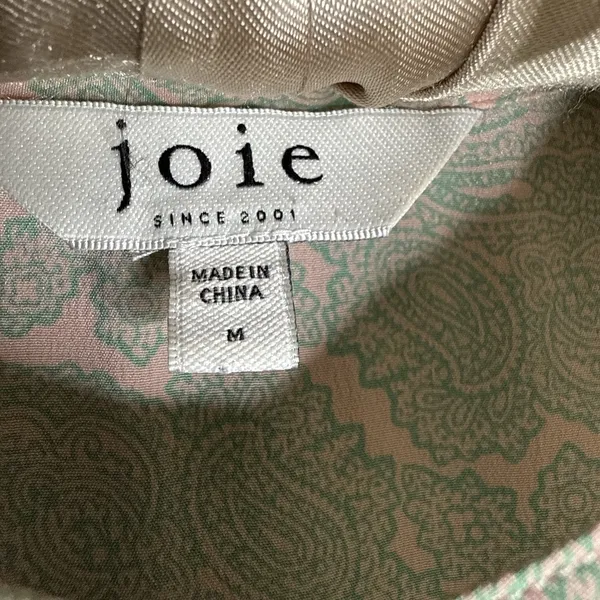 JOIE 100% Silk M Ruffle-Hem Shift Dress Paisley Button Front High Neck Sundress - Image 11