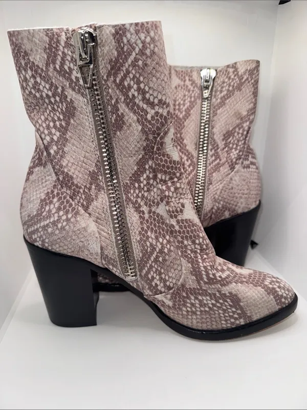 Dolce Vita Samie Leather Boots Bootie w Embossed Snake Print Women’s 9.5 - Image 5