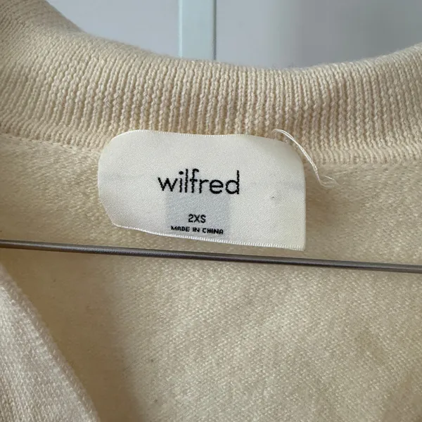 Wilfred Aritzia sz‎ XXS 100% Merino Wool Cropped Polo Sweater Cream Preppy - Image 4