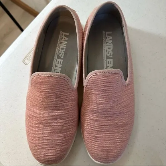 Lands'‎ End Slip On Sneakers Womens 9.5 Pink Comfort Step Knit Walking Shoes - Image 9