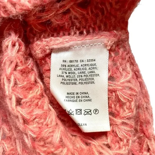 Anthropologie Field Flower Waffle Stitch Coral Pink Sweater - Image 4