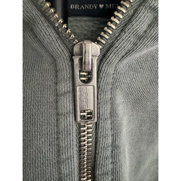 Brandy Melville Christy 1984 Zip Up Hoodie Gray Faded Oversized One Size - Image 5