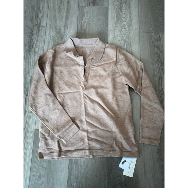 Commense Collared Pullover Oatmeal Workwear Casual Sweater Stretch NWT XS - Image 2
