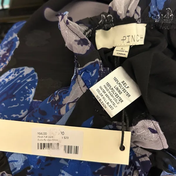 Pinch NWT Maxi Dress S LG Tiered Ruffled Lined Women's Peasant Sleeve Butterfly - Image 7