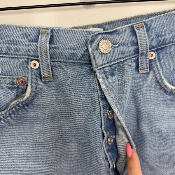 AGOLDE Dee Vintage High Rise Shorts Medium Wash Distressed Size 27 100% Cotton - Image 3