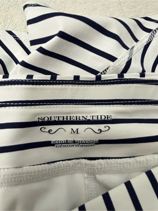 Southern Tide White and Navy Striped Skater Skirt Size‎ M - Image 9