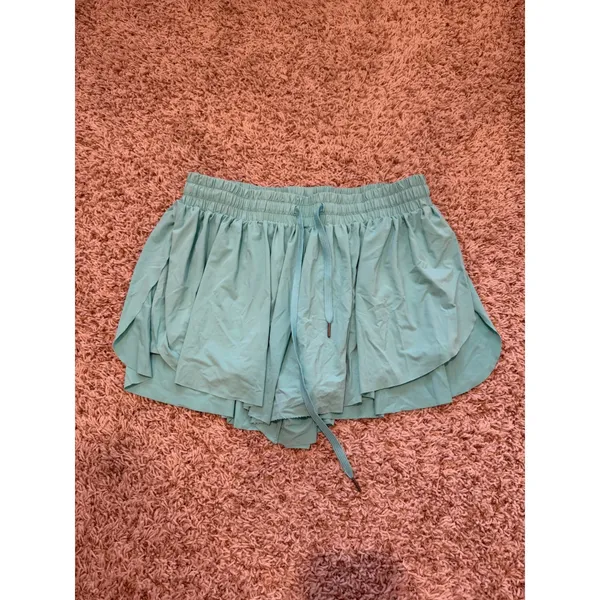 GB Women Aqua Blue Smocked Waist Athletic Flowy Skort Shorts Size L - Image 2