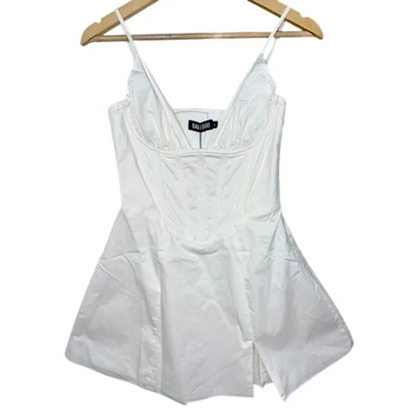 NWT Babyboo Sela Ivory Lace Up Corset Fit & Flare Mini Dress Womens Size S Small - Image 8