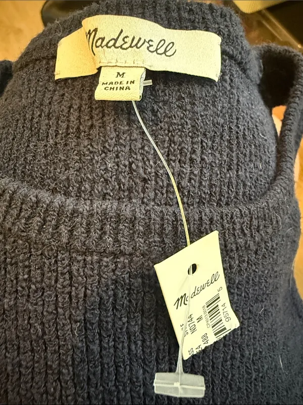 NWT Madewell Navy Blue Knot Cotton Ribbed Cropped Tank Top Medium - Image 2