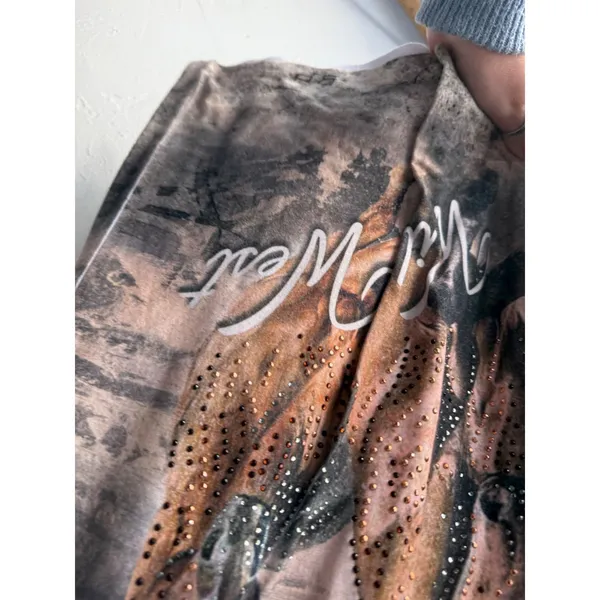 Big Bang USA Wild West Horses Rhinestone V Neck Western Women's‎ Size Medium - Image 4