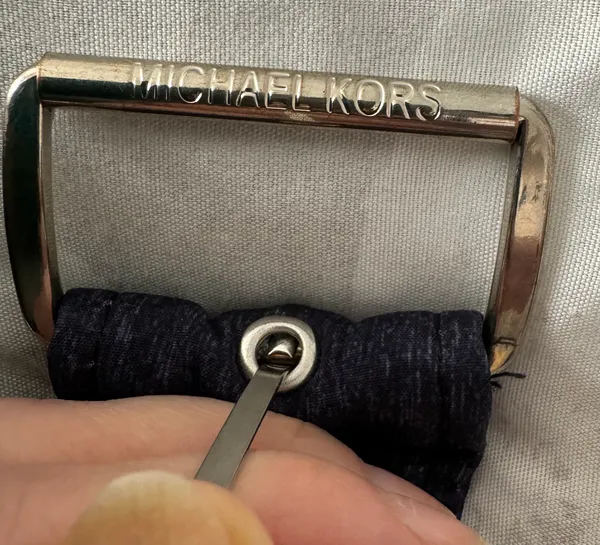 Navy Blue Canvas Fabric Belt with Silver Buckle, size 64” - Image 2