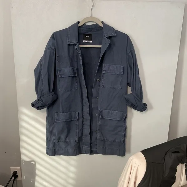 BDG Women Shirt Jacket Utility Chore Coat Blue Solid Extra Small - Image 2