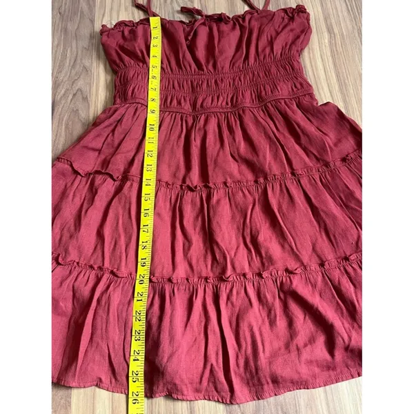 Trixxi Tiered Smocked Mini Dress Size L Burnt Orange Rust - Image 6