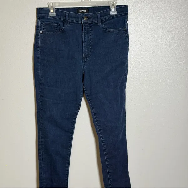 Express Denim High Rise Dark Blue Streetwear Women's Skinny Jeans size‎ 12R - Image 4