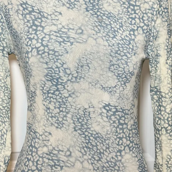 Princess Polly Blue Cream Animal Print Mesh Long Sleeve Size 4 Boho Indie Y2K - Image 3