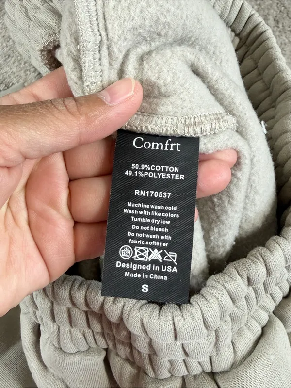 Comfrt Women’s Tranquil Sweatpants Jogger Oversized Heavyweight Fleece Cement S - Image 10
