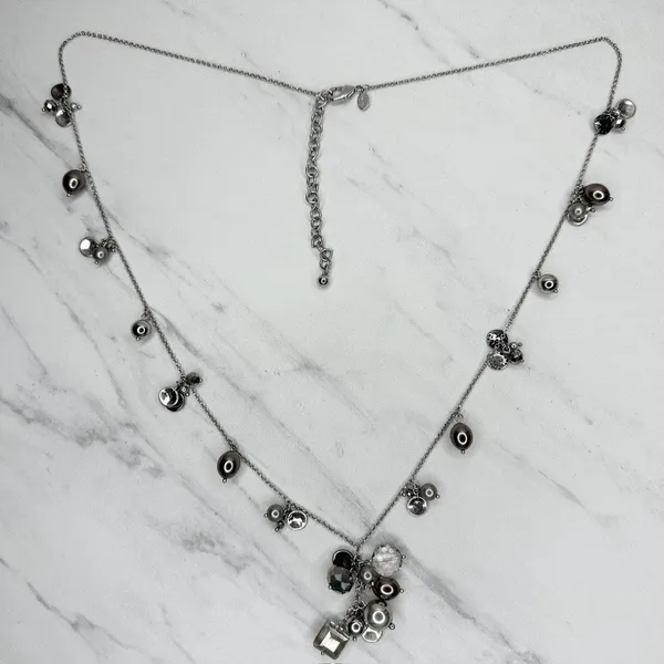 Chico's Cluster Beaded Pendant Silver Tone Long Necklace ✨ - Image 2
