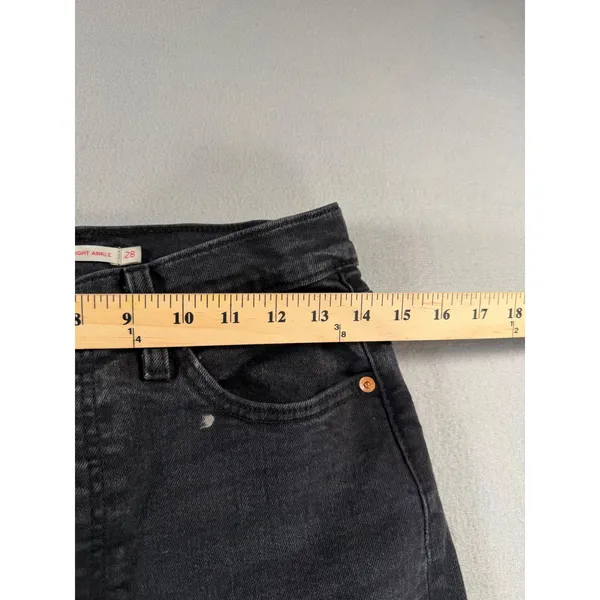 Levis Ribcage Straight Ankle Jeans Womens 28 Faded Black High Rise Button Fly - Image 7