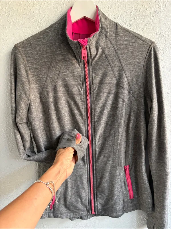Lululemon Define Gray & Pink Active Zip-Up Jacket - Image 4