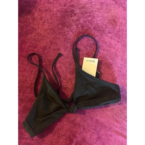 QUINCE Italian Knotted Triangle Bikini Top Black NWT Size Large L MINIMALIST - Image 3