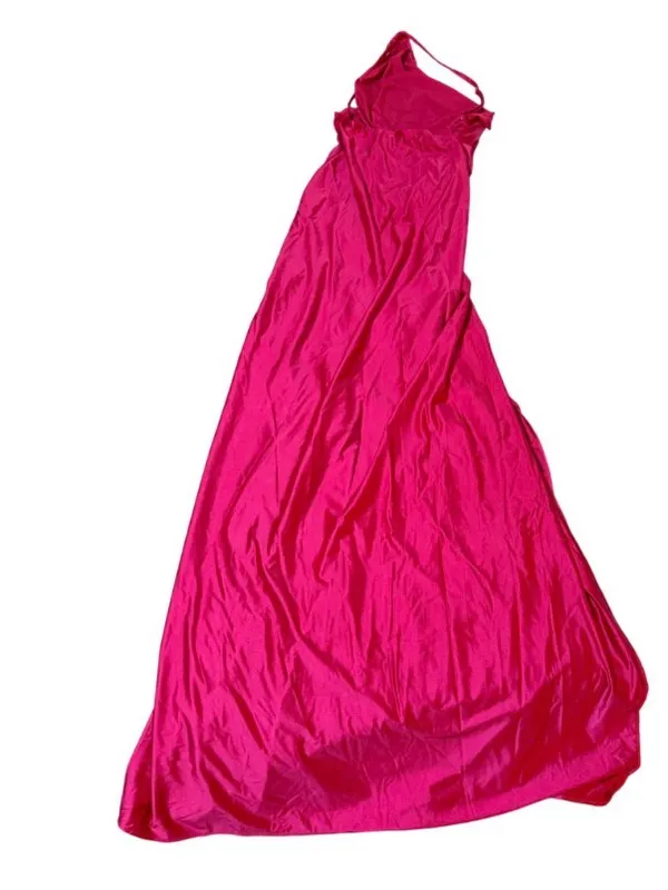 NWT OYS Pink Maxi Dress SZ Small Sexy One Shoulder Formal Statin Ruched Bodycon - Image 5