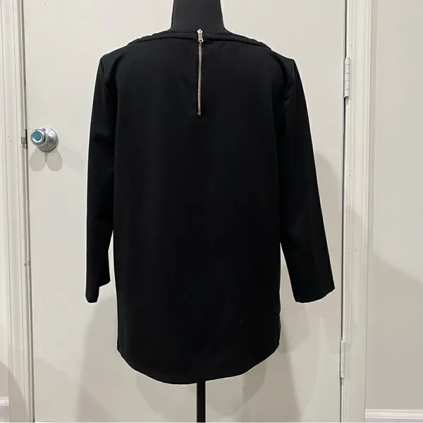 Ann Taylor Black Jewel Neck 3/4 Sleeve Blouse Size Medium - Image 5