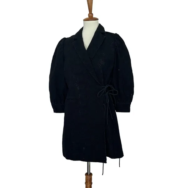 Hofmann Copenhagen Black Mini Cocktail Dress XS Designer Lace Party Wrap $480 - Image 4