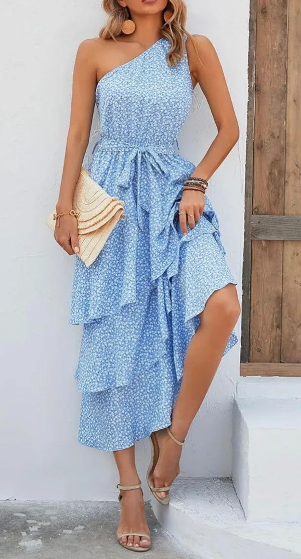 Blue Floral Dress Size M - Image 4