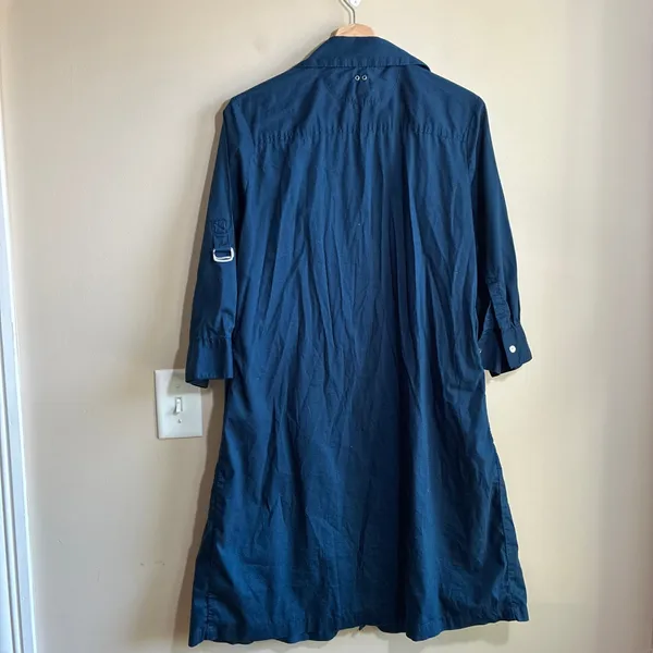 Converse One Star Shirt Dress L Teal Blue Womens Utility Snap Front Cotton - Image 7