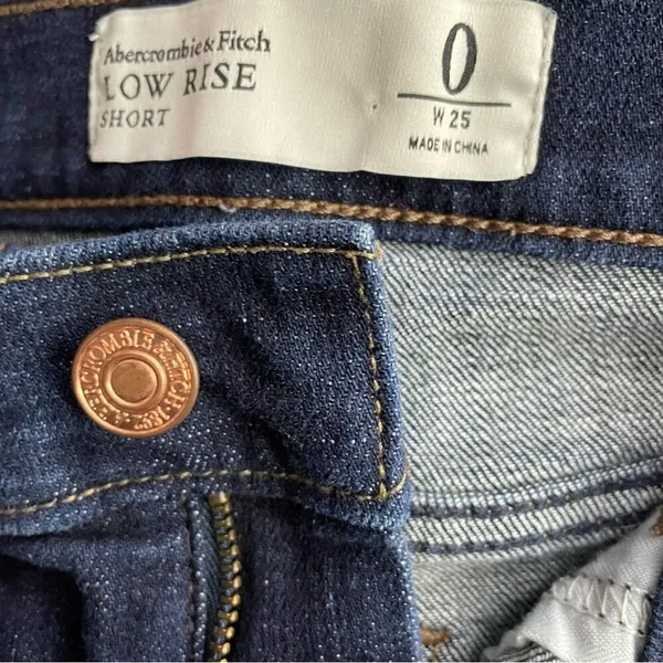 Abercrombie Fitch Low rise cuffed denim jean shorts dark Wash stretch women 0 25 - Image 10