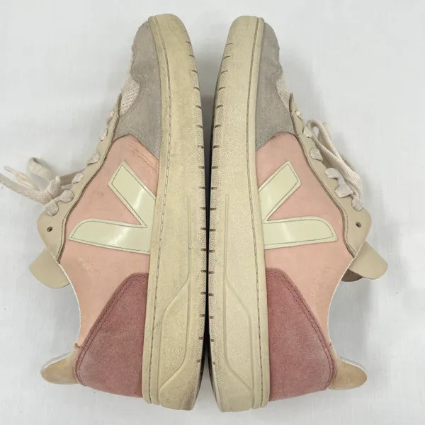 VEJA V-10 Multico Nude Colorblock Sneakers Suede Leather Pink Blue Cream Size 8 - Image 2