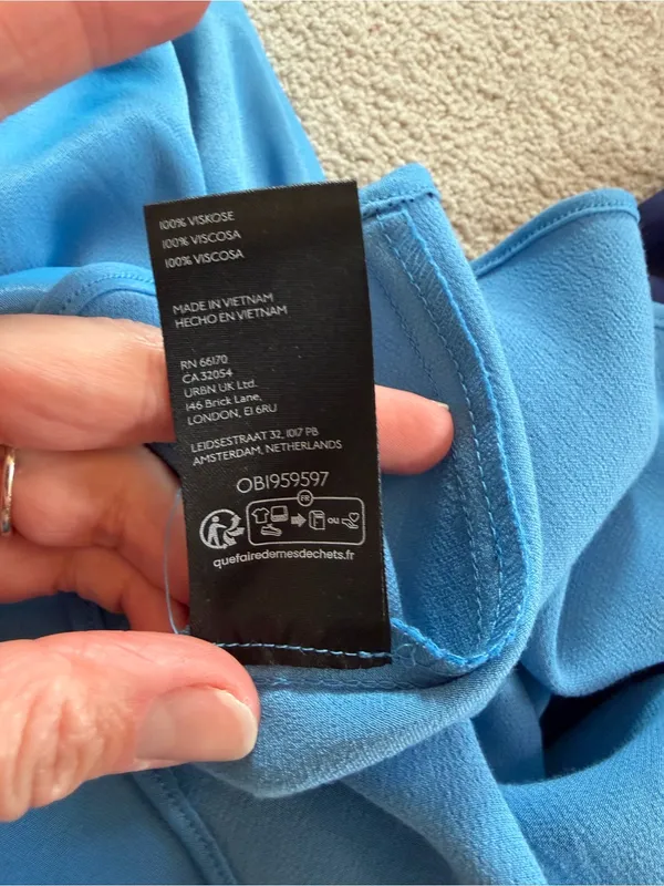 NWT By Anthropologie Blue Colorblock Satin Maxi Slip Skirt Small - Image 6