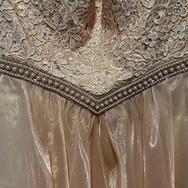 Abby Paris Lace Rhinestone Pearl Strapless Mini Dress Party Cocktail Prom Size 8 - Image 5