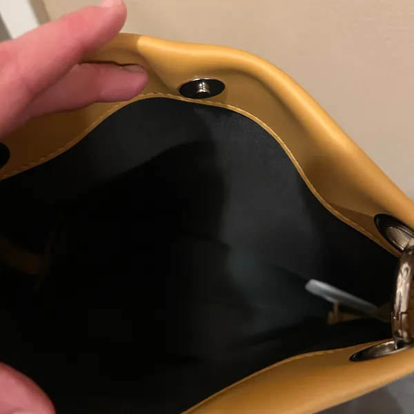 Yellow O Bag with Silver tone Hardware - Image 9